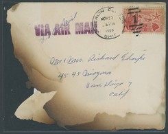 HAWAII 1959, Rückseitiger Aufkleber CHICAGO POST OFFICE ENCLOSURE RECOVERED FROM PLANE WRECK 11-24-59 Auf Angebräuntem T - Hawaii