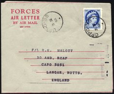 KANADA 294 BRIEF, 1962, 5 C. Hellblau Mit K1 CFPO-35 Auf Feldpost-Aerogramm Der UNEF MIDDLE EAST-Truppen Aus Gaza, Prach - Gebraucht