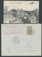 MADAGASKAR 1911, Ansichtskarte Pilot Raoult Auf Bleriot Eindecker 2000m über Stadtbild Und 1936, Rundflugbrief Von Pilot - Unused Stamps