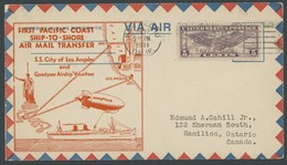 USA 1931, GOODYEAR AIRSHIP VOLUNTEER, Sonderumschlag Des Posttransfertests Vom Dampfer City Of Los Angeles Nach San Pedr - Usados
