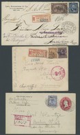 USA 1900/12, 3 Verschiedene Einschreibbriefe Mit Interessanten Frankaturen Nach Deutschland, U.a. Mit Mi.Nr. 121 Und 188 - Gebraucht