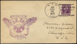 FELDPOST 1936, Brief Mit K1 Des US-Kanonenbootes U.S.S. ERIE Und Abstempelung Thanksgiving Le Havre, Pracht - Storia Postale