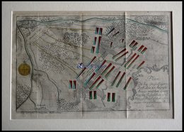 GROSS-JÄGERNDORF, Schlacht Vom 30.8.1757 Mit Umgebung, Altkolorierter Kupferstich Bei Raspische Buchhandlung 1760 - Litografía