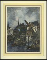 HAMBURG: Im Binnenhafen, Kolorierter Holzstich Von G. Schönleber Von 1881 - Litografía