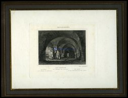 HEIDELBERG: Das Gewölbe Am Eingang Ins Schloß, Stahlstich Von Lindemann Um 1840 - Lithographies