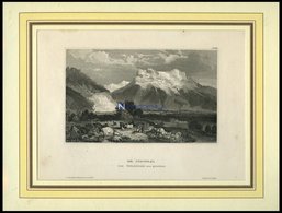 Die JUNGFRAU Von Gindelwald Aus Gesehen, Stahlstich Von B.I. Um 1840 - Litografía
