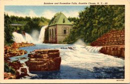 New York Ausable Chasm Rainbow And Horseshoe Falls 1951 Curteich - Adirondack