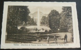 NEW ANCIENT BEAUTIFUL POSTCARD OF GARDEN PLACE CARLO FELICE IN FRONT  RAILWAY OF PORTA NUOVA - Parques & Jardines