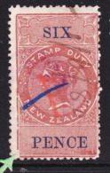 CLASSIC NEW ZEALAND 6d REVENUE ERROR - Fiscaux-postaux