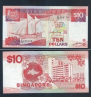 1 Pc. SINGAPORE 10 DOLLAR $10 SHIP SERIES BANKNOTE By Mr Richard Hu Tsu Tau (#140) AU - Singapour