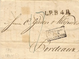 1822- Letter From Lübeck  To Bordeaux ( France )  L.P.B.4.R Black + PAYS-BAS /PAR/VALENCIENNES Framed - Entry Postmarks