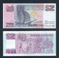1 Pc. Of Singapore $2 Tong Kang / Ship Series Currency Paper Money Banknote (#137C) AU - Singapur