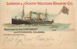 LONDON & SOUTH WESTERN RAILWAY Co, Services To The Continent And Channel Islands. - Paquebote