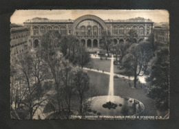 TORINO - Giardini Piazza Carlo Felice E Stazione Di Porta Nuova (viaggiata) 1942 - Stazione Porta Nuova