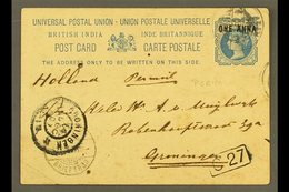 1901  India 1a On 1½a Postal Card From Perim To Holland, Aden Cds Cancel, Alongside Groningen Receiving Cds. For More Im - Aden (1854-1963)