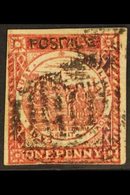 NEW SOUTH WALES  1850 1d Carmine Sydney View On Laid Paper, SG 13, Close To Good Margins And Barred Cancel, Contemporary - Other & Unclassified