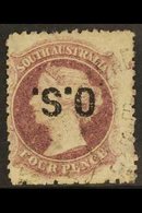 SOUTH AUSTRALIA  OFFICIAL 1876-85 4d Deep Mauve, "O.S." INVERTED, SG O24a, Fine Cds Used. For More Images, Please Visit  - Other & Unclassified