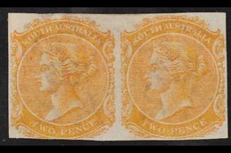 SOUTH AUSTRALIA  1876 2d IMPERF PLATE PROOF PAIR Printed In Pale Orange On Watermarked Paper, Unused & Without Gum. Love - Altri & Non Classificati