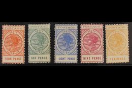 SOUTH AUSTRALIA  1902-04 Tall Types With Thin "POSTAGE" At Top, Lovely Fresh Group With 4d, SG 269, 6d, SG 270, 8d, SG 2 - Andere & Zonder Classificatie