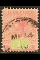 TASMANIA  1906-09 1s Rose And Green, Perf. Compound Of 12½ And 12, SG 257c. Fine Cds Used, Unpriced In SG, Very Scarce.  - Otros & Sin Clasificación