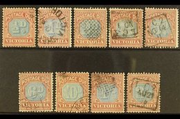 VICTORIA  POSTAGE DUES 1890-94 (dull Blue And Deep Claret) Set Complete To 2s, SG D1/D9, Fine Used, The 10d Is Cancelled - Sonstige & Ohne Zuordnung