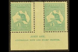 1915-27  1s Blue-green Roo, Die IIB (SG 40b), Ash Imprint Pair With "N" Over "A", BW 33zd, Fine Mint. For More Images, P - Otros & Sin Clasificación