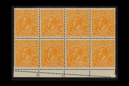 1928  ½d Orange - Perf 13½ X 12½, SG 94, Brusden White 69(9) Marginal Block Of 8 Showing Double Perforation In Margin &  - Autres & Non Classés