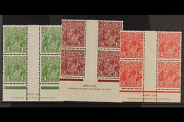 1931-36  1d Green, 1½d Red-brown And 2d Golden Scarlet, SG 125/27, Fine Mint 'JOHN ASH' IMPRINT BLOCKS Of 4, Very Fresh. - Other & Unclassified