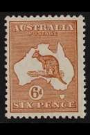 1931-36  6d Chestnut Roo WHITE HAIRLINE FROM VALUE CIRCLE TO MAP Plate Flaw, BW 23(3)g (SG 132var), Fine Mint, Very Fres - Other & Unclassified