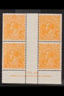 1931-36  KGV ½d Orange, SG 124, ASH Imprint Gutter Block Of Four, Very Fine Mint, The Stamps Never Hinged. For More Imag - Sonstige & Ohne Zuordnung