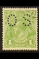 OFFICIAL  1926-30 1d Sage-green KGV Head Die II Perf 13½x12½ Punctured 'OS', SG O98b, Very Fine Cds Used, Fine Centring, - Other & Unclassified