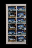 1976  Concorde Se-tenant Block Of Four, SG 232a, A Marginal Part Sheet Showing Three Complete Blocks Of Four, Never Hing - Bahreïn (...-1965)