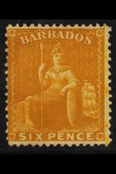 1875  6d Chrome Yellow, Wmk CC, Perf 14, SG 79, Very Fine Mint. For More Images, Please Visit Http://www.sandafayre.com/ - Barbados (...-1966)