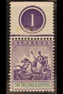 1892-1903  2s.6d. Violet And Green, SG 115, Superb Never Hinged Mint Upper Plate Number Example. For More Images, Please - Barbades (...-1966)