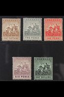 1909-10  Seal Of Colony Complete Set, SG 163/69, Very Fine Mint, Fresh. (5 Stamps) For More Images, Please Visit Http:// - Barbades (...-1966)