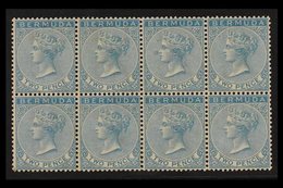 1886  (wmk Crown CA) 2d Blue, SG 25, BLOCK OF EIGHT (4 X 2) Never Hinged Mint, Toned Gum. Scarce Multiple! For More Imag - Bermuda