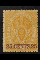 1868-71  25c (violet) On 3 Pence Yellow, Perf 14, SG 31, Fine Mint. For More Images, Please Visit Http://www.sandafayre. - Other & Unclassified