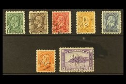 OFFICIALS  1932-33 "Medallions" Complete Set Punctured With Type O1 "OHMS" Perfins, SG O65/O71, Good To Fine Used. (7 St - Otros & Sin Clasificación