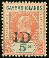 1907  "1D" On 5s Salmon And Green, SG 19, Never Hinged Mint. For More Images, Please Visit Http://www.sandafayre.com/ite - Cayman Islands