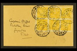 TIBET  1933 ½t Yellow Orange, Imperf, SG 98, Superb Block Of 8 Tied On Front By Gyantse Native Cds Cancels, Addressed To - Otros & Sin Clasificación