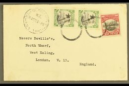 1930  (April) Envelope To London, Bearing Pictorial ½d Pair And 1d Tied By "dumb" Circles, Marine Post Office R.M.S. Tah - Islas Cook