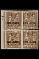 1936  2s 6d Deep Brown, Postal Fiscal, SG 118, Never Hinged Marginal Block Of 4 (one Hinged). For More Images, Please Vi - Cook Islands