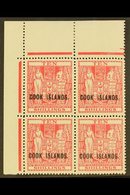 1943-54  10s Pale Carmine-lake, Watermark Upright, SG 133, Upper Left Corner Block Of Four, Very Fine Mint, Stamps Never - Cookinseln