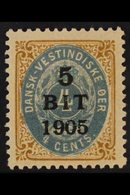 1905  5" BIT"  On 4c Pale Blue And Yellow-brown, Frame Inverted, Facit 29 V1, Fine Mint. For More Images, Please Visit H - Danish West Indies