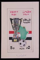 ORIGINAL ARTWORK  1987 EGYPTIAN VICTORIES IN FOOTBALL CHAMPIONSHIPS Unadopted Hand Painted Essay With Acetate Overlay Fo - Otros & Sin Clasificación