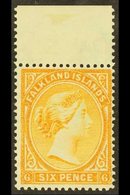 1891-1902  6d Orange-yellow With Watermark Reversed, SG 33x, Very Fine Mint Upper Marginal Example. For More Images, Ple - Falkland