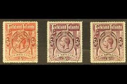 1912-20  (wmk Mult Crown CA) KGV 5s All Three Shades (SG 67, 67a And 67b), Very Fine Used. (3 Stamps) For More Images, P - Falklandeilanden