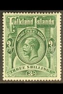1921-28  3s Slate Green, Script Wmk, SG 80, Fine Mint For More Images, Please Visit Http://www.sandafayre.com/itemdetail - Falkland