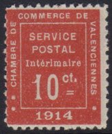 WAR STAMP  1914 10c Vermilion Inscribed "Chambre De Commerce De Valenciennes," Yvert 1, Very Fine Mint. For More Images, - Other & Unclassified