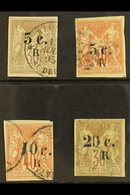 REUNION  1877 5c On 30c Brown To 20c On 30c Brown Tablet Issue, Yv 7/10, Very Fine Used. (4 Stamps) For More Images, Ple - Sonstige & Ohne Zuordnung